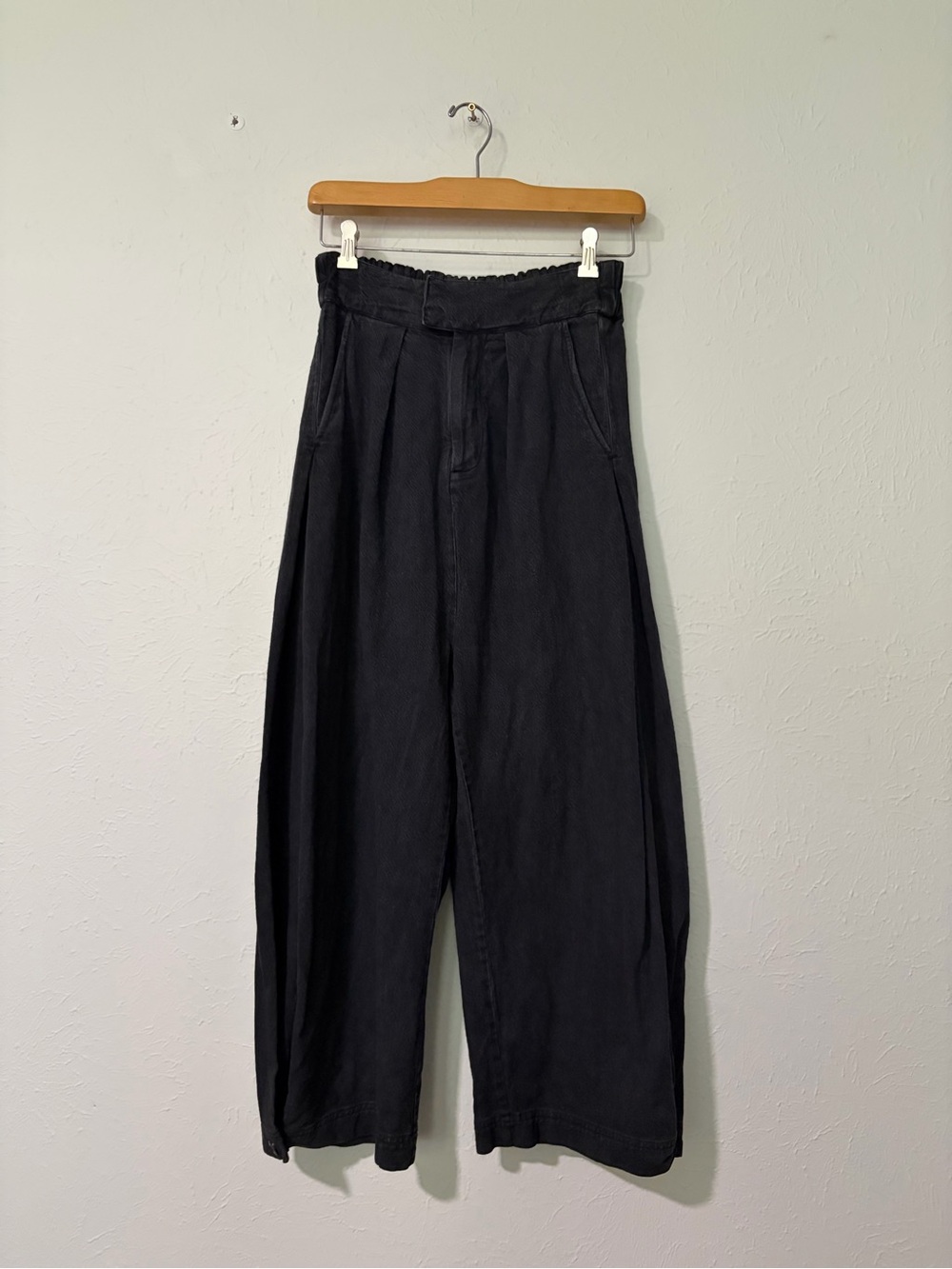 Free People Cool Harbor Wide-Leg Pants in Black Size XS